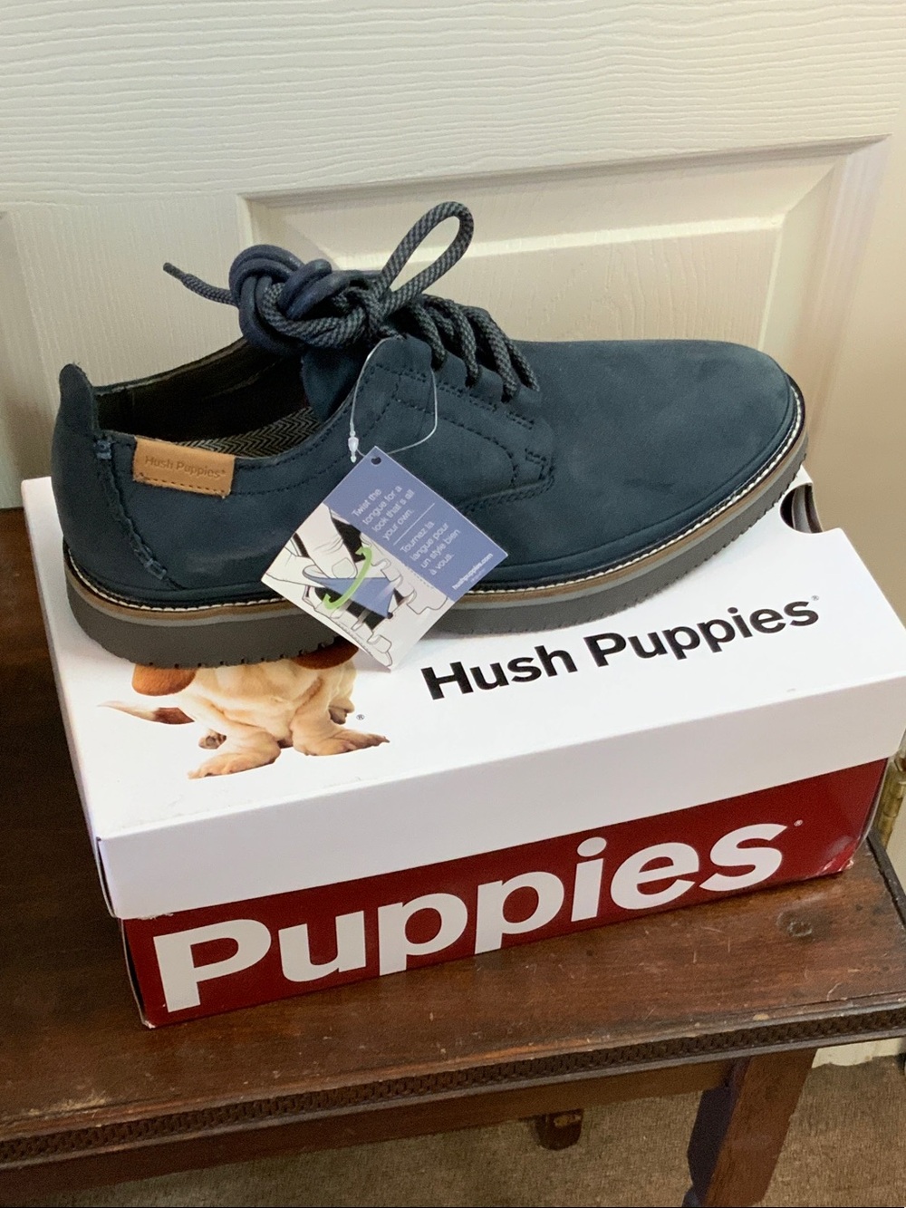 Hush Puppies Men's Dark NAVY NUBUCK Lace-Up Casual Shoes. BERNARD CONV OXFORD